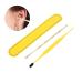 Ear Cleaner Set - 2 Pcs Metal Ear Cleaning Tools with Storage Bag and Brush (Yellow) - Buy Online on GoSupps.com
