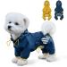 Dog Raincoat, Waterproof Dog Rain Jacket with Hood, Dog Rain Coat with Leash Hole, Reflective Strap for Small Medium Dogs, Lightweight Puppy Clothes(Blue,L) L(Back Length12'') Blue