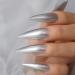 Long Stiletto Silver Glitter Press On Nails - High Gloss Reusable Acrylic Full Cover Fake Nails Kit (24 Pieces) - International Shipping Available - Buy Online on GoSupps.com
