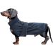 Minezi Roof dog raincoat waterproof outer layer fleece feed reflective caps adjustable belt-suitable for small and medium-sized dog navy blue-m navy blue
