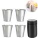 Stillwen schnappsbecher stainless steel 4 pieces 304 stainless steel cups metal schnapps cup schnapps glasses stackable Flachmann small with leather bag for outdoor camping hiking and picnic (70ml)