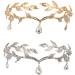 Goddess Tiara Crystal Leaf Wedding Headband for Bride Prom Birthday Party Cosplay Hair Accessories for Girls Golden - Buy Online on GoSupps.com