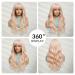 Oefei Long Light Pink Blonde Wig - Natural Wavy Synthetic Hair Heat-Resistant Ideal for Daily Wear Parties & Cosplay - Buy Online on GoSupps.com
