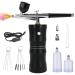 Nlapldy Airbrush Kit with Air Compressor  Upgraded 7.4V 34PSI Air Brush Gun Rechargeable Portable Cordless Air Brush Painting with 0.4mm Nozzle for Painting  Nail Art  Tattoo (Black)