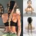 Ombre Blonde Double Braided Wigs with Baby Hair Blonde with Dark Roots Heat Resistant Synthetic Lace Front Wigs for Women Natural Long 2xTwist Braids Synthetic Braids Wigs Daily Use Dark Root Ombre Blonde-4T Ombre