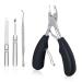 URAQT Toenail Clippers 4 Pcs Nipper Trimmer Kit with Nail Lifter and Nail File Precision Cuticle Scissors Nail Nippers Heavy Duty Nail Clippers Toenail Cutter for Thick Nails Ingrown Toenails Black-4pcs Set