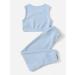 OYOANGLE Girl's Letter Crop Tank Top & Sweatpants Set | 10 Years Blue - Buy Online on GoSupps.com