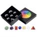 Nupuyai 7 Piece Chakra Stone Platonic Solids Set Sacred Geometry Reiki Healing Crystal Healing Stone with Gift Box Multicolored