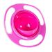 FORUMALL Non Spill Feeding Toddler Gyro Bowl 360 Rotating Kids Avoid Food Spilling (Pink)
