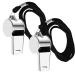 Whistle 2 pieces of stainless steel sports pipes referee whistle with lanyard loud clear sound trill whistles ideal for school sports football referee dog training physical education lessons