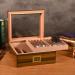 Cigar Humidor with Humidifier and Hygrometer Double Layer Glass Top Cigar Box Hold 30-50 Cigars Cedar Wood Case Gift for Men - Buy Online on GoSupps.com