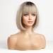 HAIRCUBE Short Blonde Bob Wig for Women | Synthetic Hair with Dark Roots and Bangs - Buy Online on GoSupps.com