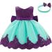 FYMNSI Baby Girl Baptism Christening Dress with Floral Embroidery and Headband | Formal Party Pageant Wedding Bridesmaid Tutu Princess Gown for 6-24 Months (9-12 Months, Green/Purple) - Buy Online on GoSupps.com