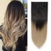 Silk-co 26" 8PCS Hairpiece Clip in Hair Extensions Dark Brown to Ash Blond 100% Synthetic Hair Piece Long Straight for Full Head 26 Inch Straight #Dark Brown to Ash Blond