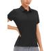PERSIT Women's Golf Polo Shirts UPF 50+ Tennis Athletic T-Shirts Collared Casual Work Tops Dry Fit Soft Cooling Shirt Large Black