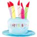 Cute Birthday Cake Hat for Pets with 5 Color Candles - Blue - Buy Online on GoSupps.com