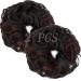 Messy Bun Hair Piece Scrunchies Extension Curly Wavy Updo Hairpieces Synthetic Chignon Ponytail Hair Accessories for Women Girls (Natural Black Mix Dark Auburn) 2 PCS 18# Natural Black Mix Dark Auburn