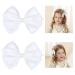 2 PCS - 4 Inch Satin Bow for Little Girl (White)