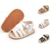 Sonsage Infant Baby Girls Boys Summer Sandals Newborn Bowknot Crib Sandal Outdoor Beach Toddler Pu Leather Soft Rubber Sole Dress Flats First Walker Shoes 6-12 Months B01 White