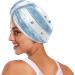 Super Absorbent Whale Striped Hair Towel 2 Pack - Quick Dry Hair Turbans for Women & Girls - Light Blue & White - Buy Online on GoSupps.com