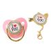 Pacifier and Pacifier Clip Set  Stylish Bling Pacifier for Baby  Diamond I Love You Series Baby Luxury Pacifier with Chain Clip Silicone Infant Nipple for Newborn  M Size Universal Pacifier(Pink)