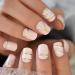 Nude Gold Line Medium Square Glossy False Nails - 24pcs | International Shipping Available - Buy Online on GoSupps.com