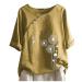 Ppanguding T-shirt women Summer Elegant Short sleeve Pustblum Pressure Lose Rundhals Blouse tops Tops Tunika Tea Shirt Blouse Shirt Short Ceast Tank Top XXL yellow