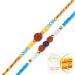 Ghasitaram Gifts Rakhi for Brother Rakhis Online - Set of 2-1906 and 1907 Rudraksh Rakhis with 400 GMS of Besan Barfi