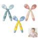 Babyl open 3 pairs baby cutlery baby spoon dinner cutlery spoon baby baby learning spoon dining spoon baby cutlery learning spoon BPA-free for babies 6 mone and older (pink green yellow)