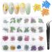 Pinsheng 2 boxes nail dried flower dried flower nail art 24 colors 3d tiny real natural dried flowers green leaves set for nail art design decor with curved tweezers