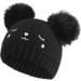 XYIYI Baby Kids Winter Knit Hat with Fur Pom - Bear Black | Infant Toddler Crochet Beanie Cap - Buy Online on GoSupps.com