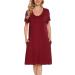 Lovasy Women's Dark Red Button Down Nightdress with Pockets - Soft Maternity and Nursing Nightie - Buy Online on GoSupps.com