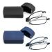 Kokobin foldable 2 pack reading glasses made of stainless steel mini anti-blue long help for women and men reading aid with hard shell case 1.0 2 pack +1.0