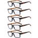 Eyekepper 5 pieces Classic Spring Hinge Reading Glasses Sun Reading Glasses Leopard Temple 5 pieces Transparent Lens 3.0 Diopter