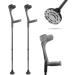 KMINA - Forearm Crutches for Adults (x2 Units, Open Cuff), Adult Crutches Adjustable, Arm Crutches Forearm for Adults with Non Slip Tips, Aluminum Crutches, Muletas para Adultos - Made in Europe