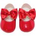 British-Made Baby Girls Red Pram Shoes with Bow Detail | Soft Sole | Size 3 UK Child - Buy Online on GoSupps.com