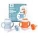 Toddler straw Sippy Cups - Transition Drinking Cup Set with Soft Silicone training cup- Non-Slip Dual Grip Handle Made To Fit Baby Hands. No Spill Straw & Lid   PA Free & Dishwasher Safe Blue & Orange