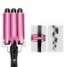 Crimper Hair Iron, Waver Curling Iron, 3 Barrel Curling Iron, Wavy Hair Curler, Crimp Iron, deep Waver Iron for Hair, Three Barrel Hair Waver, Waves Curling Iron, Hair Styling Tools (Pink)