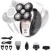 4D 360 Head Shaver Head Shavers for Bald Men 5 in 1 Bald Head Shavers for Men Wet/Dry Detachable Head Shaver with Rotary Blades Clippers Nose Trimmer Brush Massager