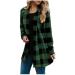 Long Shirt Outerwear Top Thin Warm Knitted Coat Women's Blouse V-Neck Shirt Tunic Long Women's Tunic Women's Shirt Casual Checked Shirt Women's Winter Chunky Knit Jacket C-ag M
