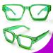 River Basil Green Blue Light Blocking Glasses for Women Men - Rectangle Chic Preppy Look, MultiColor Frame - Buy Online on GoSupps.com