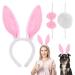 Sibba bunny hair band hair bands 3 pieces plush Easter bunny ear white pink fly cock set christmas cosplay party hair bands headgear styling accessories for children women women rabbit earshed strap three parts set