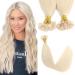 Blonde U Tip Hair Extensions Real Human Hair 50 Strands 40g Pre Bonded Hair Extensions Platinum Blonde Keratin Hair Extensions #60 14inch 14Inch #60 Platinum Blonde