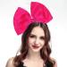 Minkissy Huge Bow Headband Candy Colored Hair Hoop Party Props Lovely Large Bowknot Hairband Party Props for Woman Girl(Rosy)
