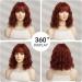 OUFEI Reddish Brown Curly Wig with Bangs | Short Synthetic Heat Resistant Wig for Women - Ideal for Daily Wear, Parties, and Cosplay - Buy Online on GoSupps.com