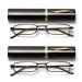 VANANA Slim Pocket Reading Glasses Compact Magnifying Reader Blue Light Blocking Lens with Case Unisex Pack of 2 Black 3.0 x