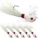 Bucktail Jigs Saltwater Hair Jigs Head Flukes Fishing Lures Assorted Kit for Striped Bass Walleye Snook Rockfish 1/4oz 1/2 oz 1oz 2 oz Pack of 5 1/4 oz 5 pack All White -5 Piece Kit