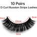 Eyelashes Russian Strip Lashes Natural Fluffy Wispy D Curly Effect Hybrid Strip Lashes Look Like Extensions 10 Pairs (D-03) - Buy Online on GoSupps.com