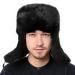 YXCFEWDTrapper Hat Winter Russian Hat Men Women Fur Hat with 100% Rabbit Fur Aviator Earflap Hat Windproof Black X-Large
