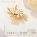 Reaky Pearl Hair Combs Gold Leaf Headpieces Bridal Hair Piece Wedding Hair Accessories for Women - Buy Online on GoSupps.com